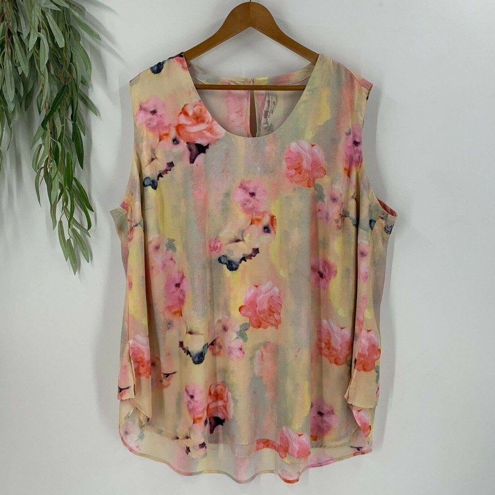 Seven 7 Melissa McCarthy Watercolor Blouse Top 3X - Picture 1 of 11